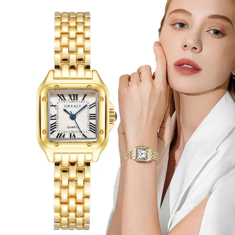 Damen Armbanduhr Armband Uhren Luxus Quarz Uhr Silber Gold Business Quarzuhr
