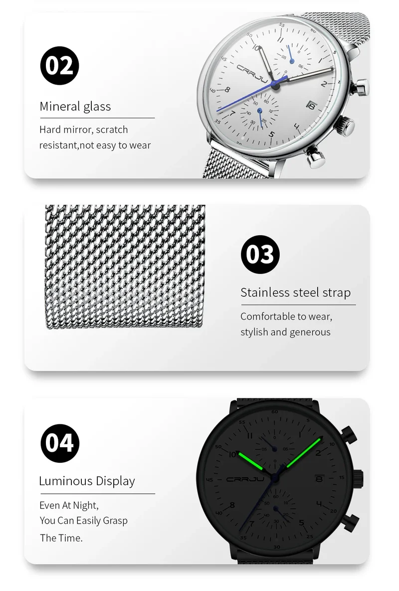 Herren Armbanduhr Silber Edelstahl Quarzuhr Chronograph Military Business Uhr