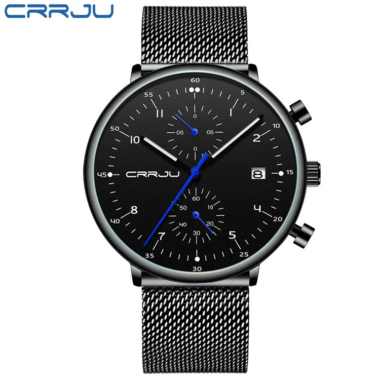 Herren Armbanduhr Silber Edelstahl Quarzuhr Chronograph Military Business Uhr