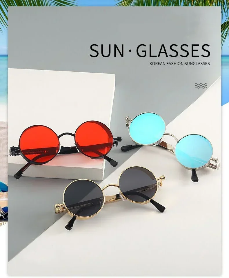 Damen Sonnenbrille Luxus Modische runde Herren Brille Vintage UV400