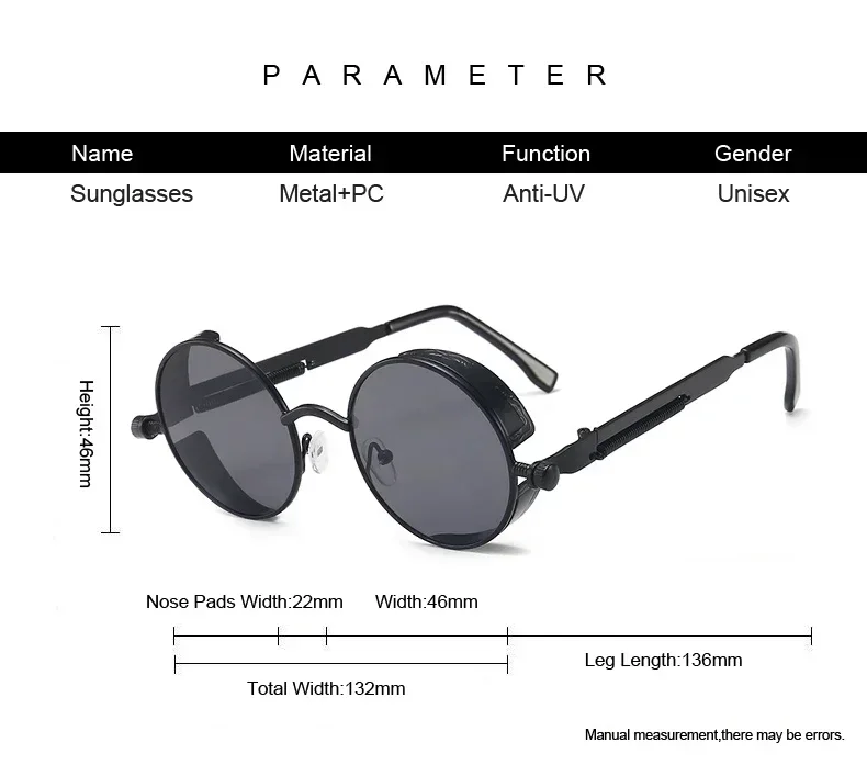 Damen Sonnenbrille Luxus Modische runde Herren Brille Vintage UV400