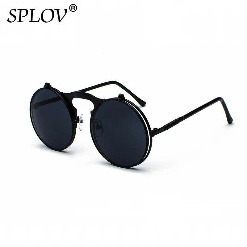 Damen Sonnenbrille Luxus Modische runde Herren Flip Brille Vintage UV400