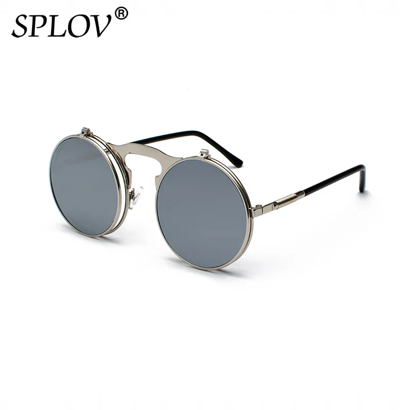 Damen Sonnenbrille Luxus Modische runde Herren Flip Brille Vintage UV400
