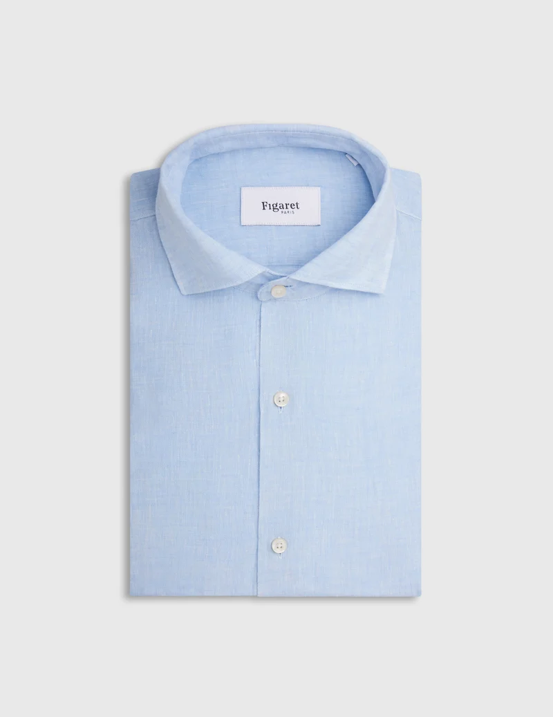Chemise Aristote en lin bleu clair
