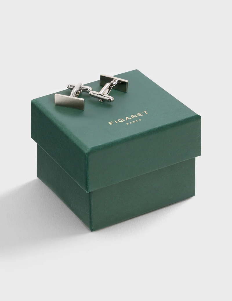 Boutons de manchette argent brossé