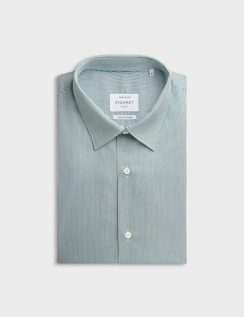 Chemise ajustée Voyage rayée verte