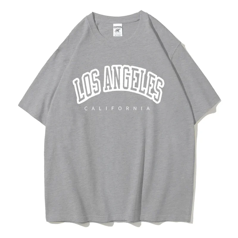 Damen Sommer Top Los Angeles T-Shirt Rundhals Streetwear lockeres Damentop