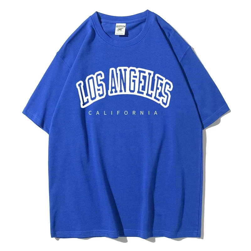 Damen Sommer Top Los Angeles T-Shirt Rundhals Streetwear lockeres Damentop