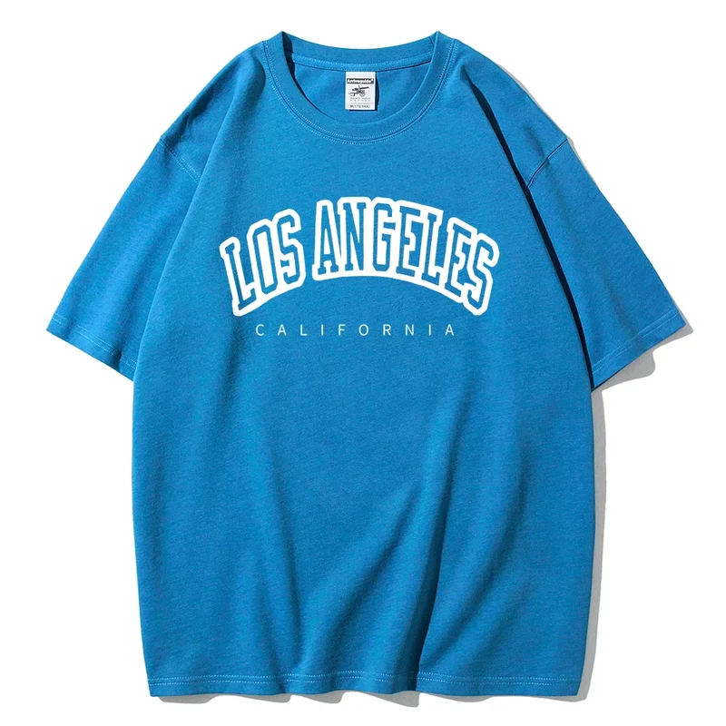 Damen Sommer Top Los Angeles T-Shirt Rundhals Streetwear lockeres Damentop