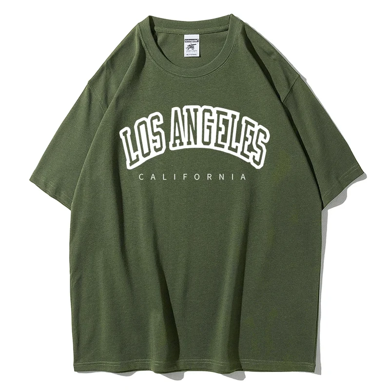 Damen Sommer Top Los Angeles T-Shirt Rundhals Streetwear lockeres Damentop