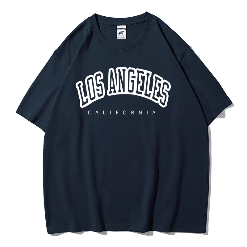 Damen Sommer Top Los Angeles T-Shirt Rundhals Streetwear lockeres Damentop