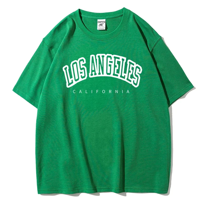Damen Sommer Top Los Angeles T-Shirt Rundhals Streetwear lockeres Damentop