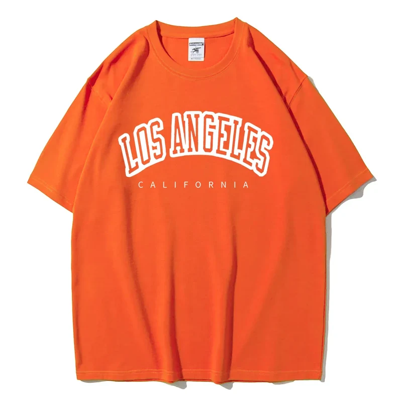 Damen Sommer Top Los Angeles T-Shirt Rundhals Streetwear lockeres Damentop
