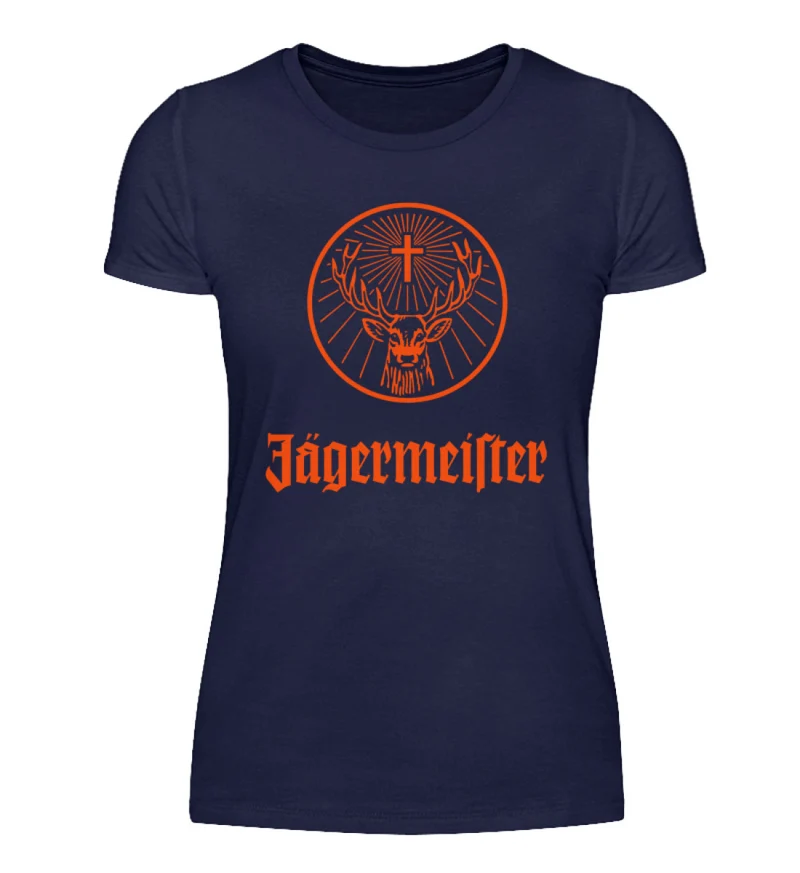 Damen Sommer Top Jägermeister T-Shirt Rundhals Streetwear lockeres Damentop - Damenshirt