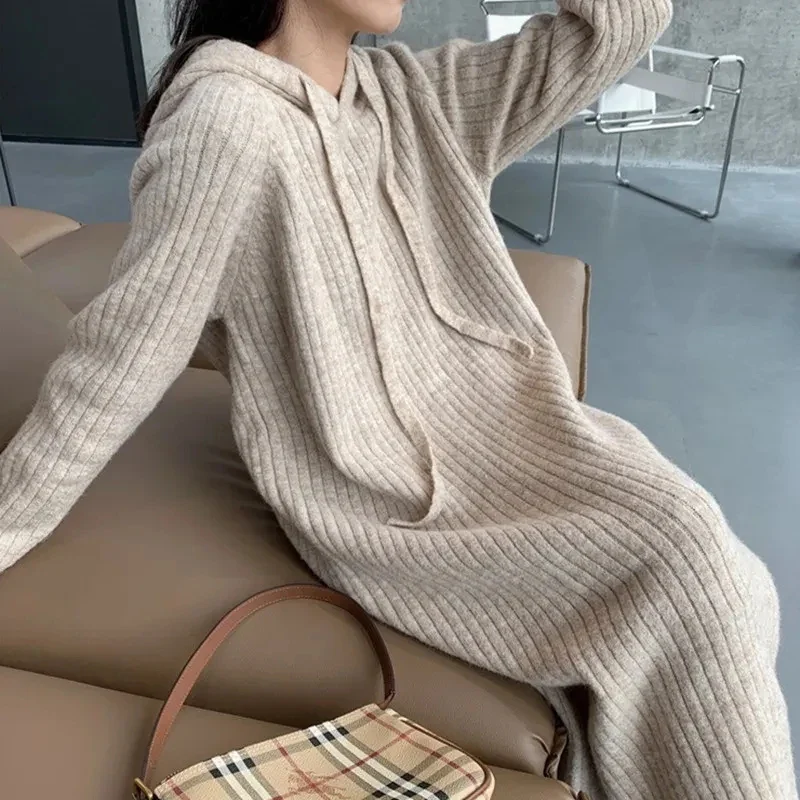 Damen Kapuzenpullover Pullikleid Hoodie Sweatshirt Longtops Tunika Jumper Kleid
