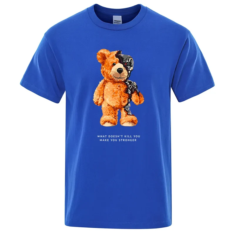 Männer Fashion Teddy T-Shirt Rundhals Unisex Sommer Streetwear 100% Baumwolle