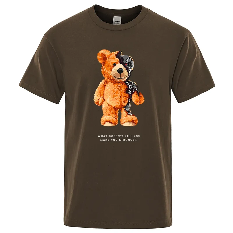 Männer Fashion Teddy T-Shirt Rundhals Unisex Sommer Streetwear 100% Baumwolle