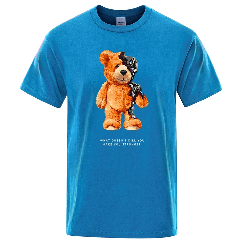 Männer Fashion Teddy T-Shirt Rundhals Unisex Sommer Streetwear 100% Baumwolle