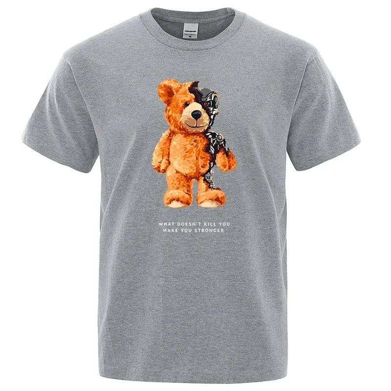 Männer Fashion Teddy T-Shirt Rundhals Unisex Sommer Streetwear 100% Baumwolle
