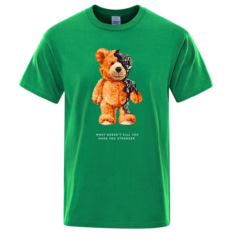 Männer Fashion Teddy T-Shirt Rundhals Unisex Sommer Streetwear 100% Baumwolle