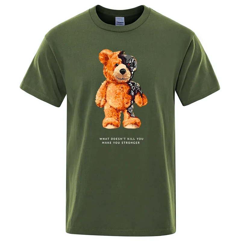 Männer Fashion Teddy T-Shirt Rundhals Unisex Sommer Streetwear 100% Baumwolle