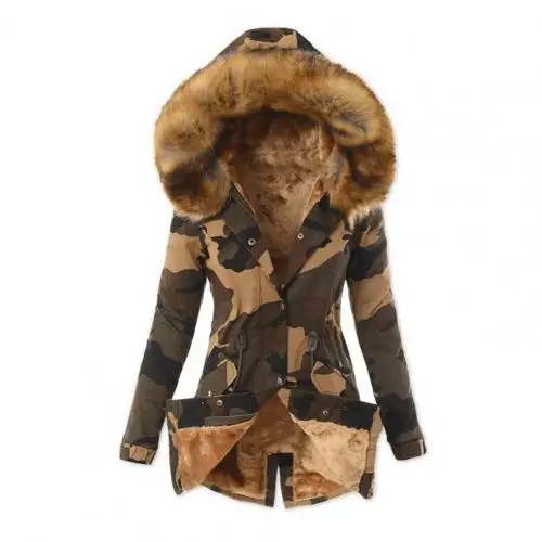 Damen Wintermantel Winterjacke Kapuzenmantel Hoodie Jacke Pelzmantel Mantel