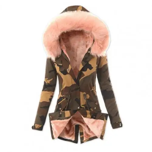 Damen Wintermantel Winterjacke Kapuzenmantel Hoodie Jacke Pelzmantel Mantel