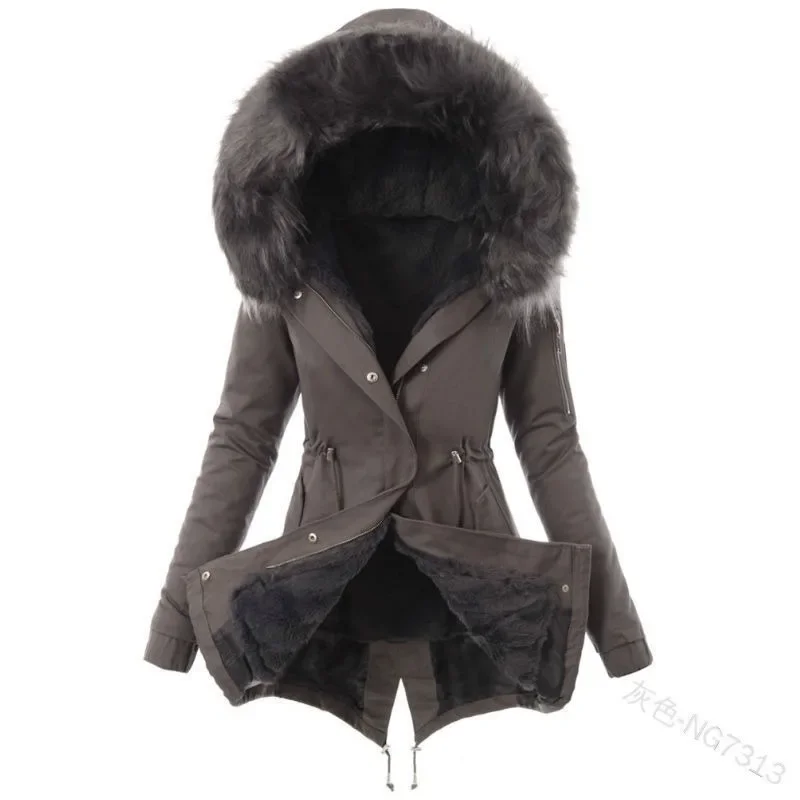 Damen Wintermantel Winterjacke Kapuzenmantel Hoodie Jacke Pelzmantel Mantel