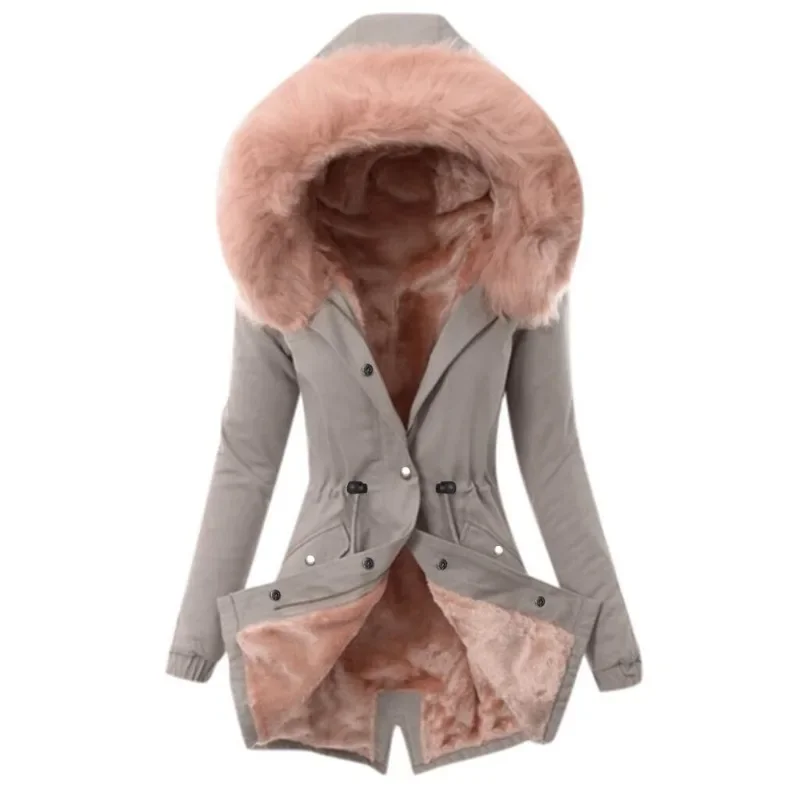 Damen Wintermantel Winterjacke Kapuzenmantel Hoodie Jacke Pelzmantel Mantel