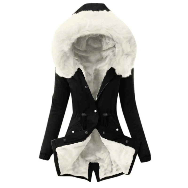 Damen Wintermantel Winterjacke Kapuzenmantel Hoodie Jacke Pelzmantel Mantel