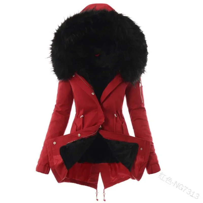 Damen Wintermantel Winterjacke Kapuzenmantel Hoodie Jacke Pelzmantel Mantel
