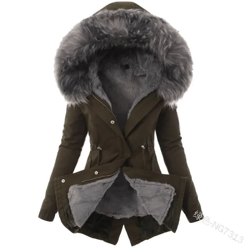 Damen Wintermantel Winterjacke Kapuzenmantel Hoodie Jacke Pelzmantel Mantel