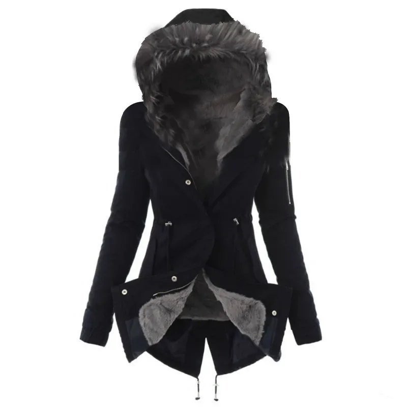 Damen Wintermantel Winterjacke Kapuzenmantel Hoodie Jacke Pelzmantel Mantel
