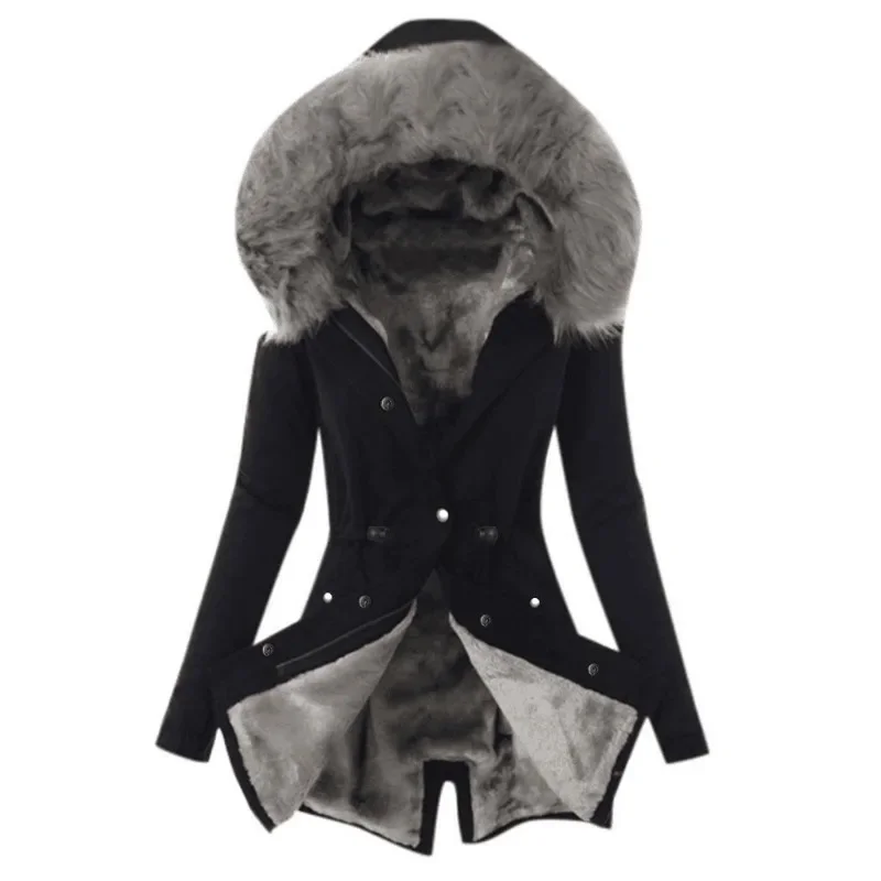 Damen Wintermantel Winterjacke Kapuzenmantel Hoodie Jacke Pelzmantel Mantel