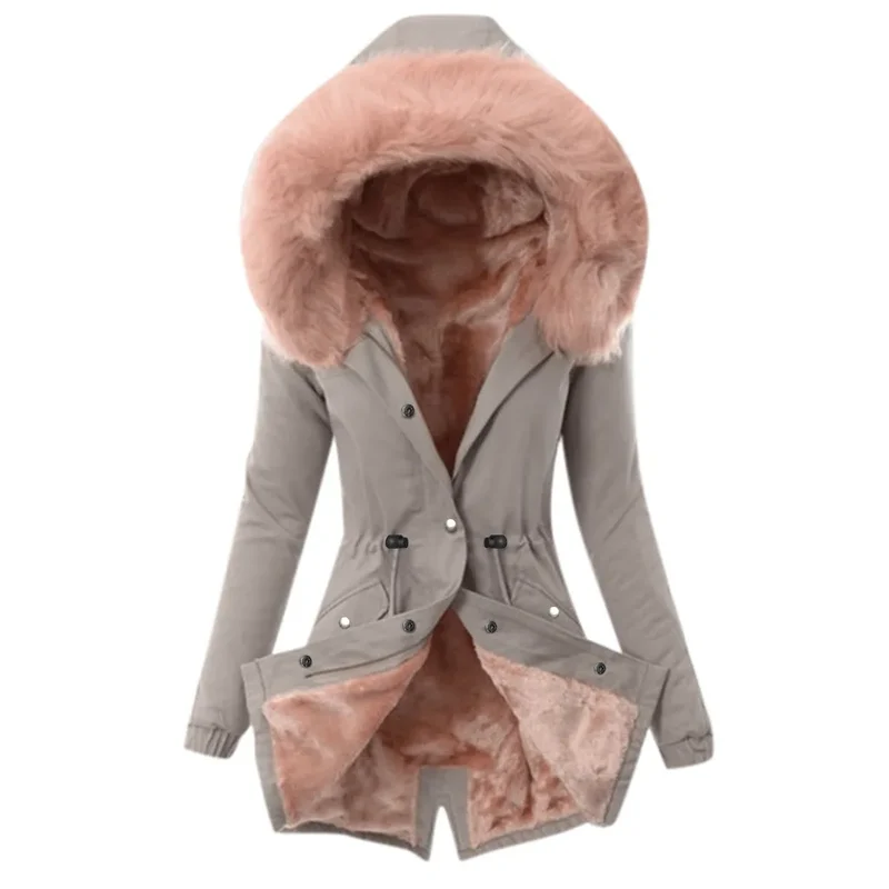 Damen Wintermantel Winterjacke Kapuzenmantel Hoodie Jacke Pelzmantel Mantel