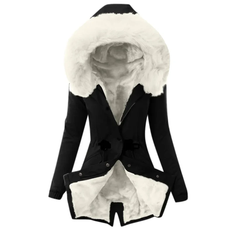 Damen Wintermantel Winterjacke Kapuzenmantel Hoodie Jacke Pelzmantel Mantel