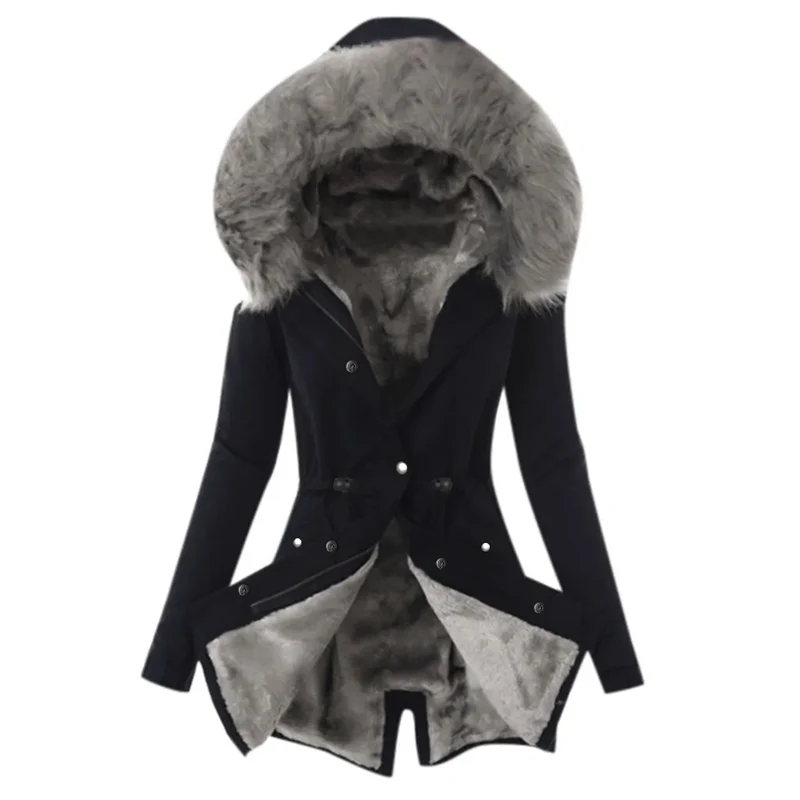 Damen Wintermantel Winterjacke Kapuzenmantel Hoodie Jacke Pelzmantel Mantel