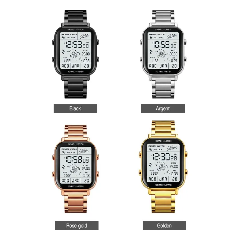 Herren Armbanduhr Digital Uhr Silber Edelstahl Quarzuhr Luxus Chronograph