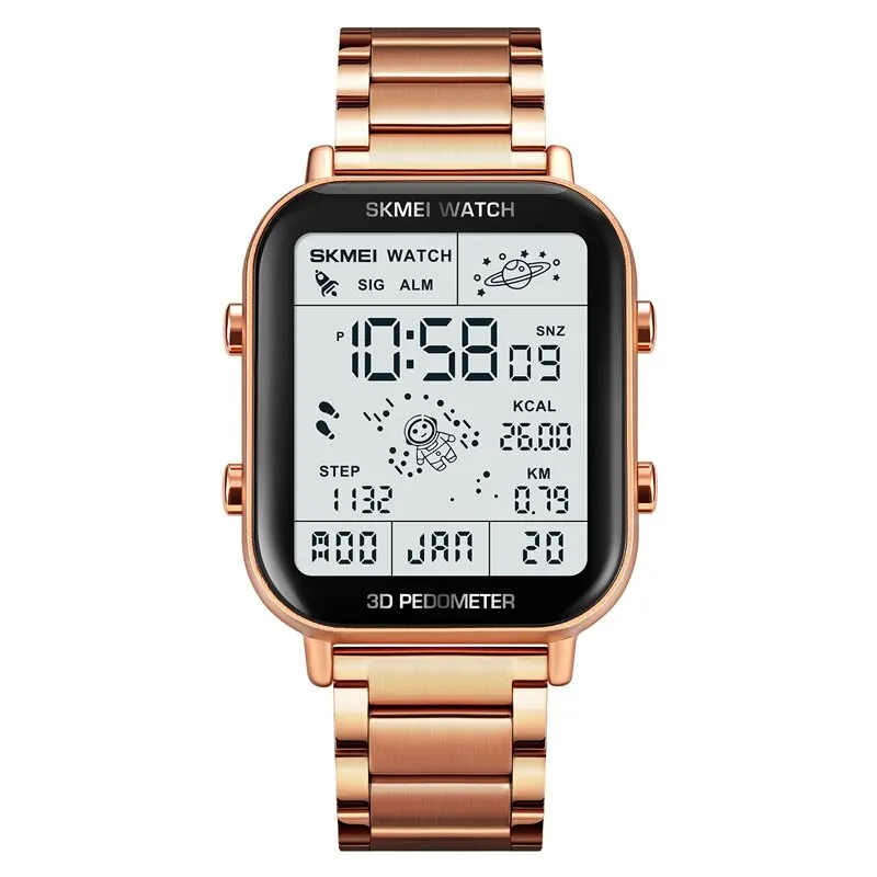 Herren Armbanduhr Digital Uhr Silber Edelstahl Quarzuhr Luxus Chronograph