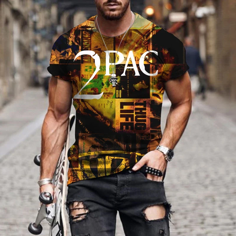Herren Fashion Vintage Rapper Hip Hop T-Shirt Rundhals Unisex Sommer Streetwear