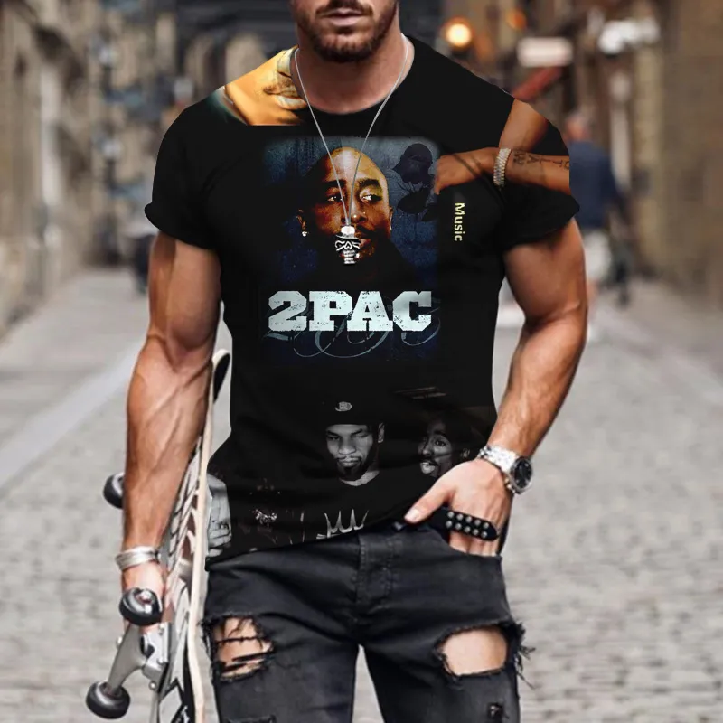 Herren Fashion Vintage Rapper Hip Hop T-Shirt Rundhals Unisex Sommer Streetwear