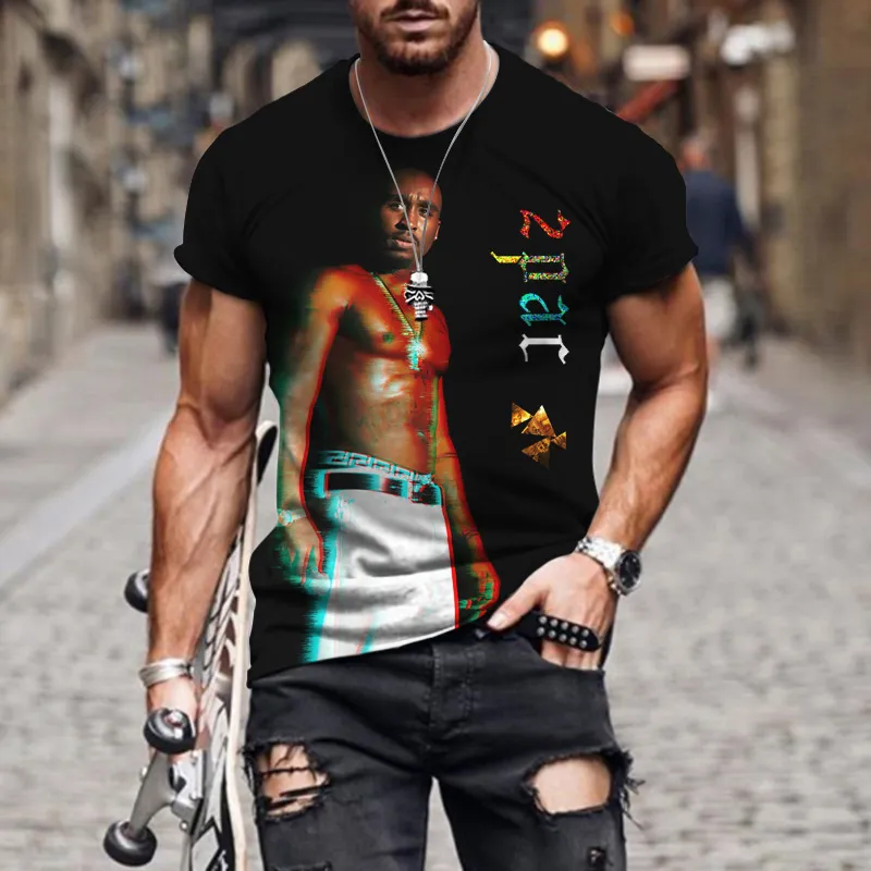 Herren Fashion Vintage Rapper Hip Hop T-Shirt Rundhals Unisex Sommer Streetwear