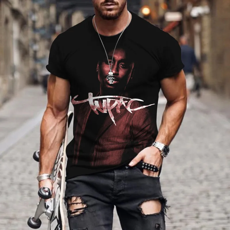 Herren Fashion Vintage Rapper Hip Hop T-Shirt Rundhals Unisex Sommer Streetwear