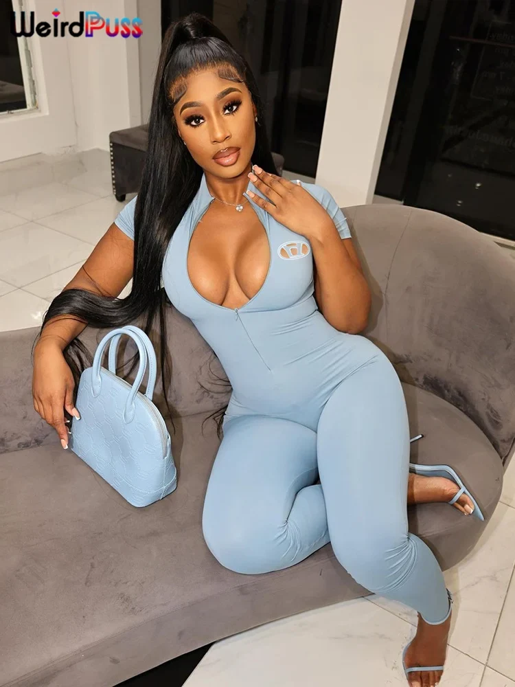 Damen Bodycon Fitness Overall Jumpsuit Streetwear Fitness-Strampler Playsuit