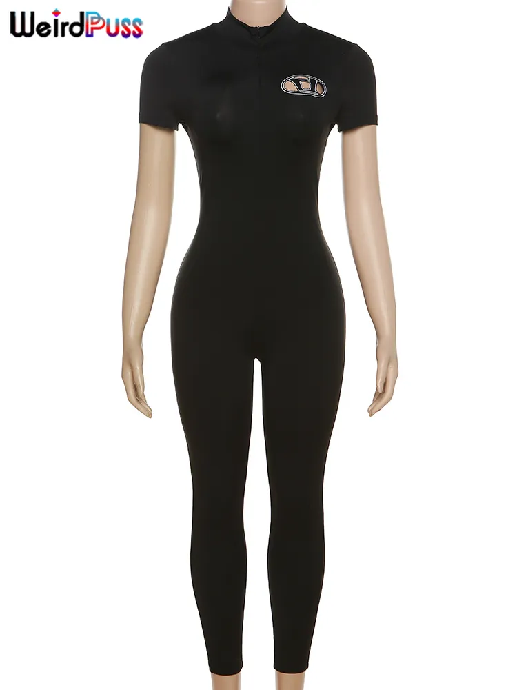Damen Bodycon Fitness Overall Jumpsuit Streetwear Fitness-Strampler Playsuit
