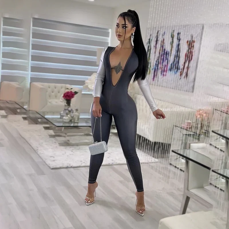 Damen Bodycon Overall Jumpsuit Party Streetwear Fitness-Strampler Playsuitn