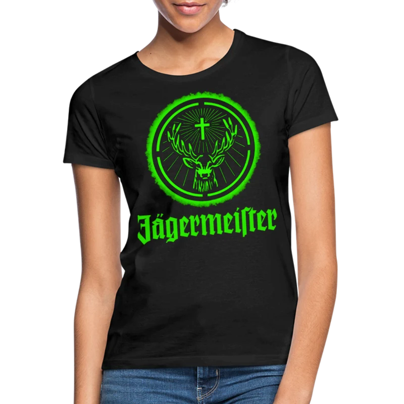 Frauen Sommer Top Jägermeister T-Shirt Rundhals Streetwear lockeres Damentop