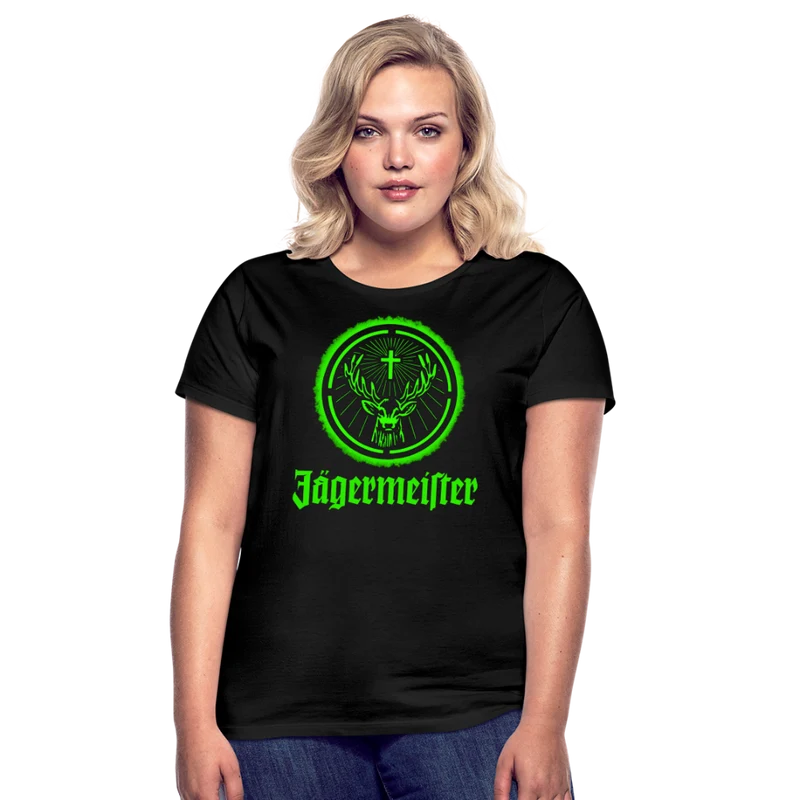 Frauen Sommer Top Jägermeister T-Shirt Rundhals Streetwear lockeres Damentop