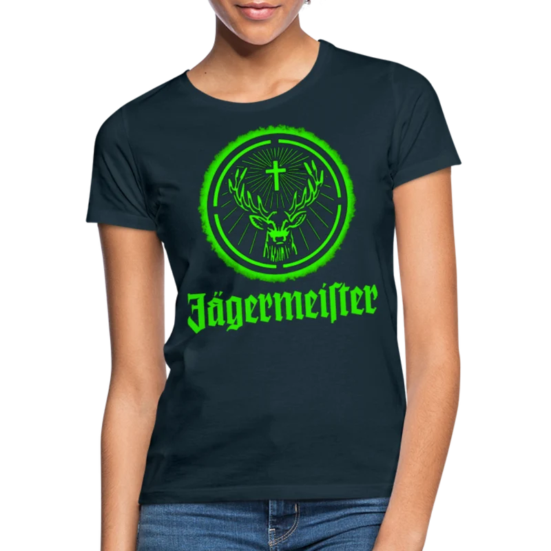 Frauen Sommer Top Jägermeister T-Shirt Rundhals Streetwear lockeres Damentop