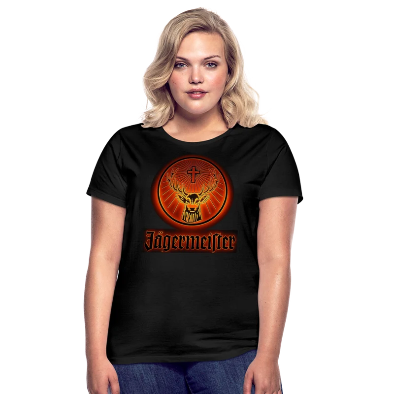 Frauen Sommer Top Jägermeister T-Shirt Rundhals Streetwear lockeres Damentop